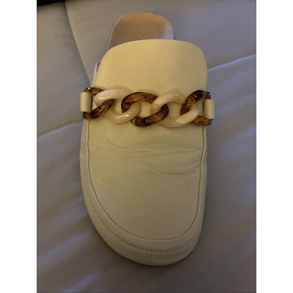 Vionic Mules 10 Georgie Cream Leather Chain Cork Comfort Platform Clog Orthotic - Picture 7 of 13